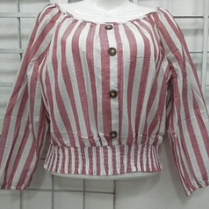 blusa botones y rayas rosas